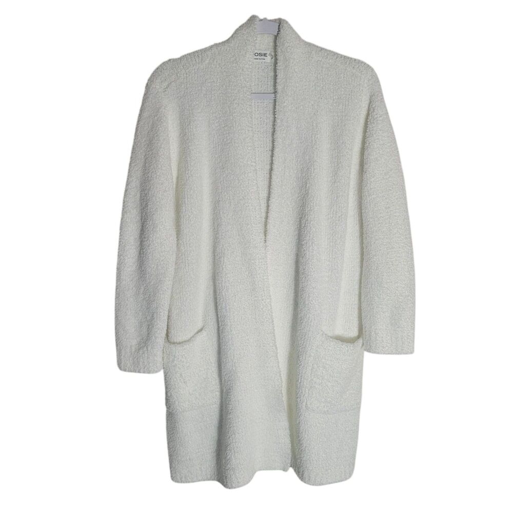 Josie Natori Daydreamer Plush Cardigan Women's Size Medium White Loungewear Soft